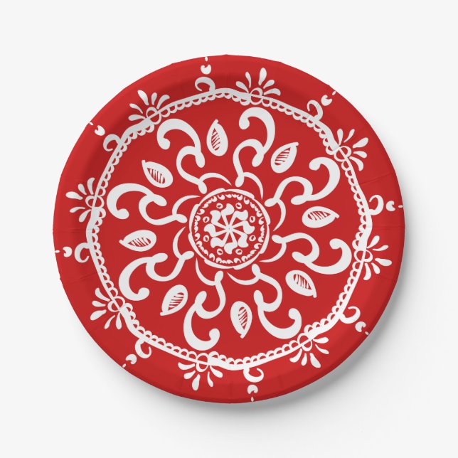 Cherry Mandala Paper Plate (Front)
