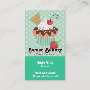 Cherry & Mint Cupcake Business Cards