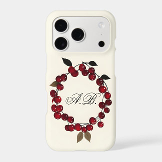 Cherry Monogram Circle iPhone Case | Add Your Init