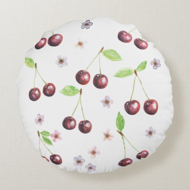 Cherry On A Top Round Pillow (Back)