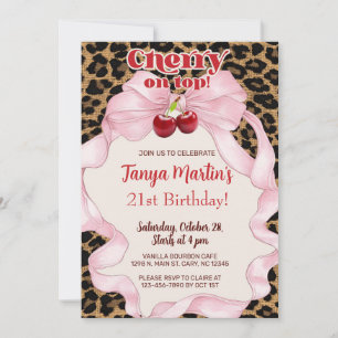 Cherry On Top adult woman birthday invitation. Invitation