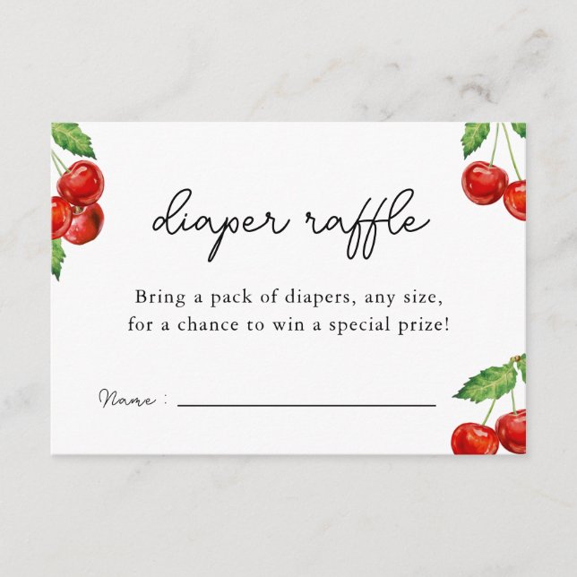 Cherry on top Baby Shower Diaper Raffle Game Card (Front)