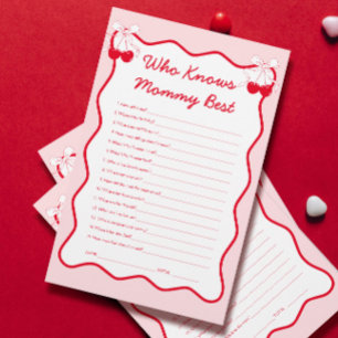 Cherry On Top Baby Shower Game Who Knows Mommy