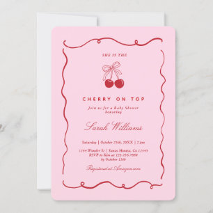 Cherry on Top Baby Shower Girl Invitation