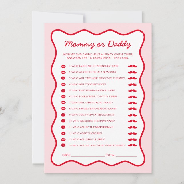 Cherry On Top Baby Shower Guess Who Game Card (Front)