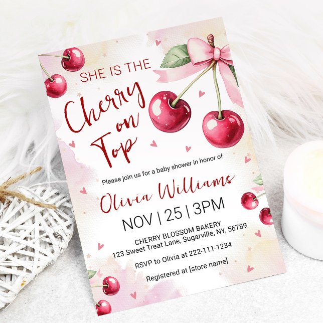 Cherry on Top Baby Shower Invitation (Creator Uploaded)