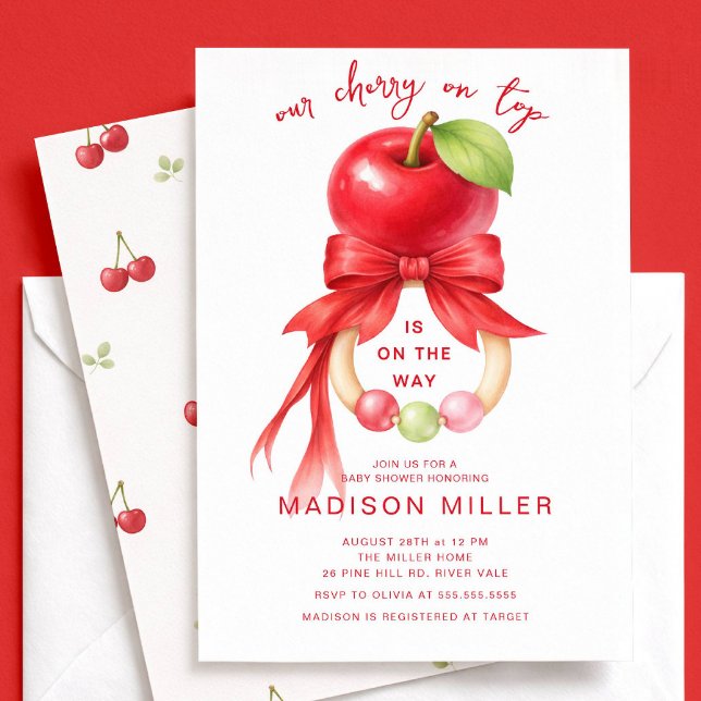 Cherry on Top Baby Shower Invitation (Creator Uploaded)