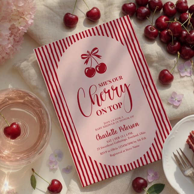 Cherry on Top Baby Shower Invitation (Creator Uploaded)
