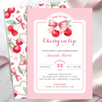 Cherry on Top Baby Shower Invitation Pink Cherries