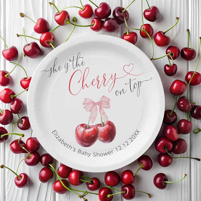Cherry on Top Baby Shower Paper Plate (Creator Uploaded)