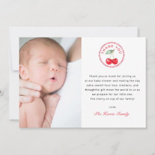 Cherry On Top Baby Shower Photo Thank You Card