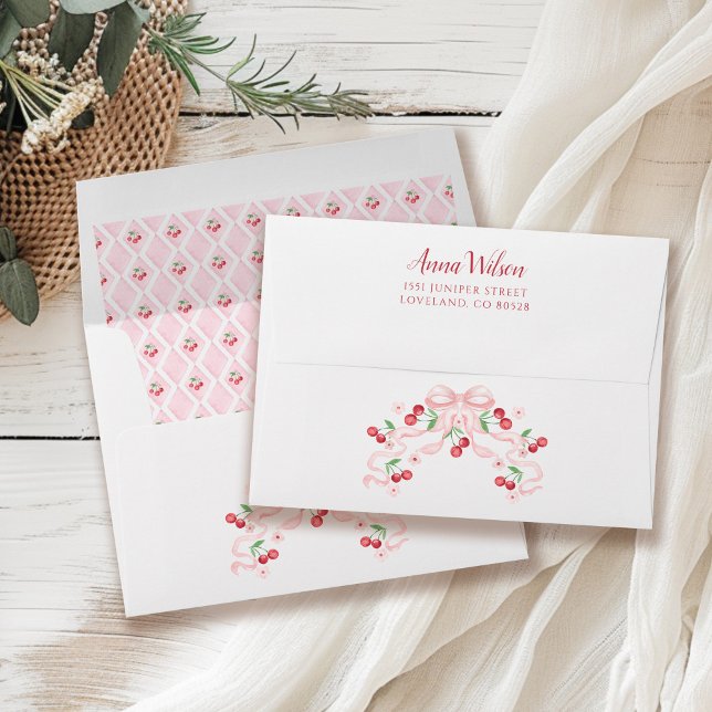 Cherry on Top Baby Shower Return Address Envelope (Creator Uploaded)