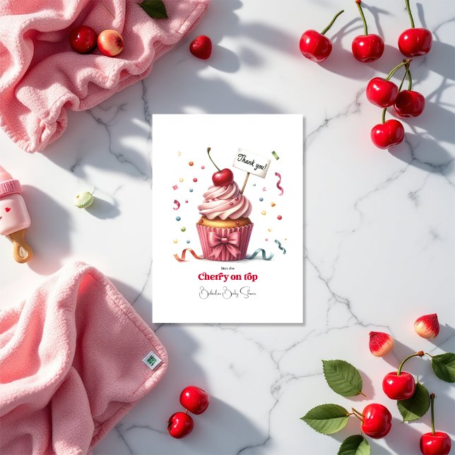 Cherry On Top Baby Shower Thank You Card (Cherry On Top Baby Shower Thank You Card)