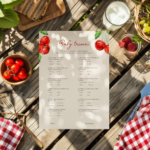 Cherry on top Baby Trivia Baby Shower Game Card