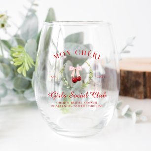 Cherry on Top Bachelorette Bridesmaid Stemless Wine Glass