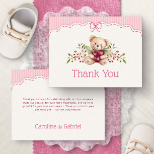 Cherry On Top Bear Baby Shower Thank You Card