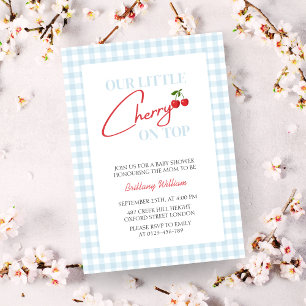 Cherry on Top Blue Boy Baby Shower  Invitation
