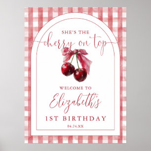 Cherry On Top Bow Birthday Welcome Sign