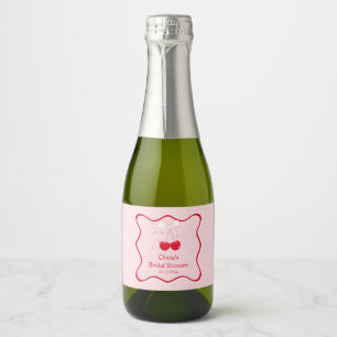 Cherry On Top Bow Bridal Shower Mini Champagne Sparkling Wine Label