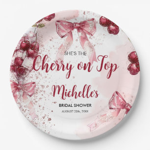 Cherry on Top Bow Cocktail Summer Bridal Shower Paper Plate