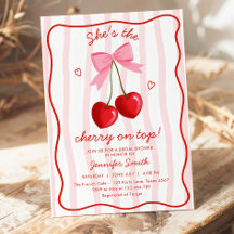 Cherry On Top Bridal Shower Cute Pink Red Bow
