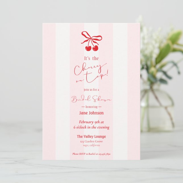 Cherry On Top Bridal Shower Invitation (Debout devant)