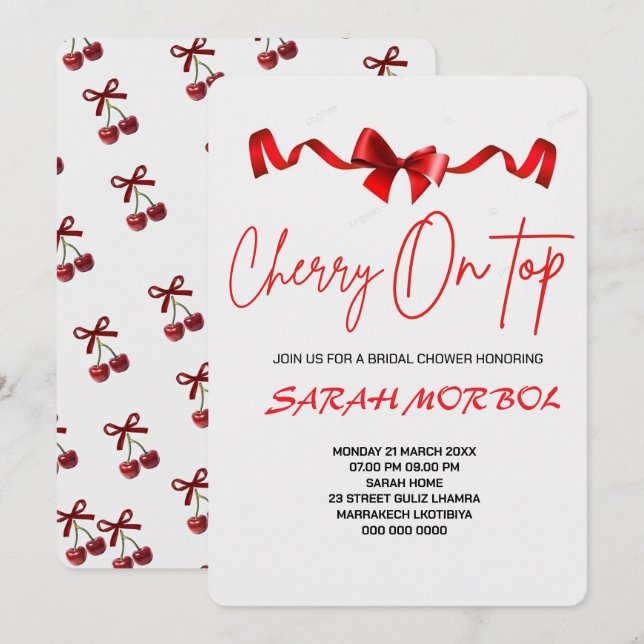 Cherry On Top Bridal Shower Invitation P She's The (Front/Back)