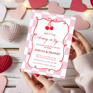 Cherry on Top Cherry  Bow Girl  Baby Shower Invitation