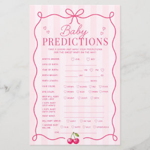 Cherry On Top Coquette Baby Predictions Game