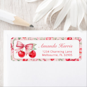 Cherry on Top Coquette Baby Shower Address Label