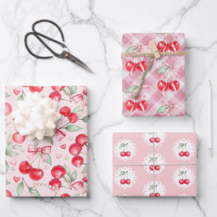 Cherry on Top Coquette Baby Shower Wrapping Paper 