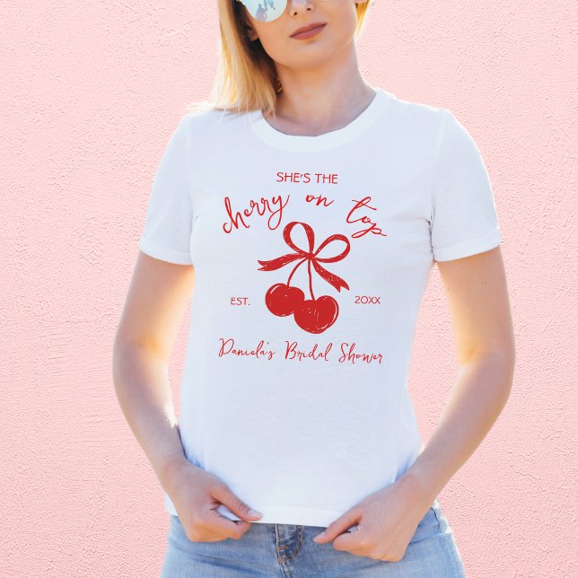Cherry On Top Coquette Bow Bridal Shower Shirt (Cherry On Top Coquette Bow Bridal Shower Shirt)