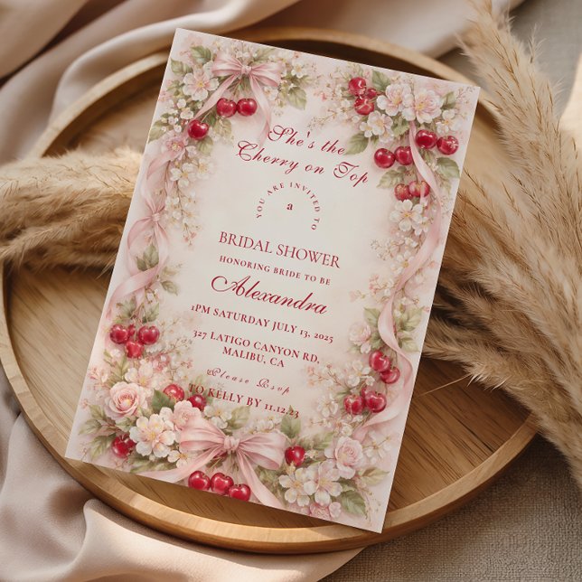 Cherry On Top Garden Romance Bridal Shower Invitation (Creator Uploaded)