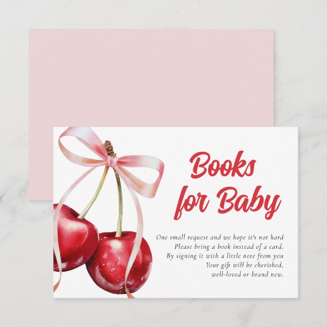 Cherry on Top Girl Baby Shower Books for Baby Enclosure Card (Front/Back)