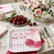 Cherry On Top Pink Bow Baby Girl Shower