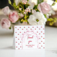 Cherry on Top Pink Bow Baby Shower Diaper Raffle
