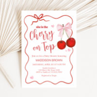 Cherry on Top Pink Bow Baby Shower