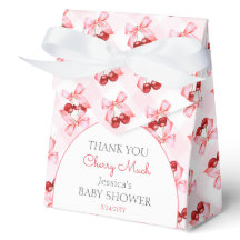Cherry on Top Pink Bow Baby Shower Thank You