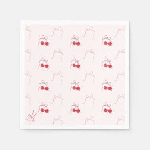 Cherry on Top Pink Bow Birthday  Napkin