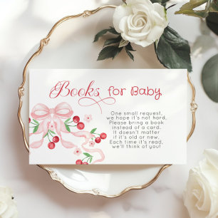 Cherry on top Pink Bow Books for baby ticket Enclosure Card