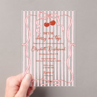 Cherry on Top Pink Bow Classy Stripes Bridal Showe