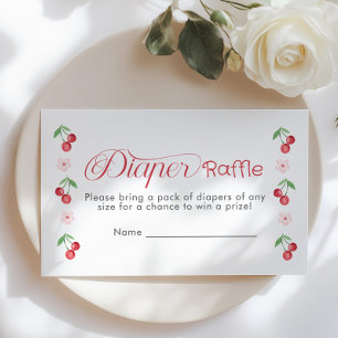 Cherry on top Pink Bow Diaper raffle ticket Enclosure Card