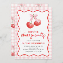 Cherry on Top Pink Bow preppy birthday
