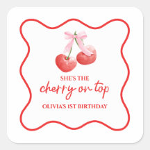 Cherry on Top Pink Bow preppy birthday