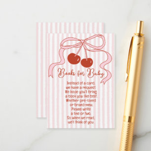 Cherry on Top Pink Bow Stripes Books for Baby Enclosure Card
