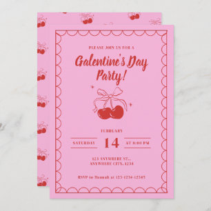 Cherry On Top Pink Galentine's Day Invitation