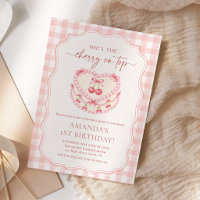 Cherry On Top Pink Gingham 1st Birthday