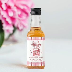 Cherry on Top Red Pink Cocktail Birthday Party Liquor Bottle Label