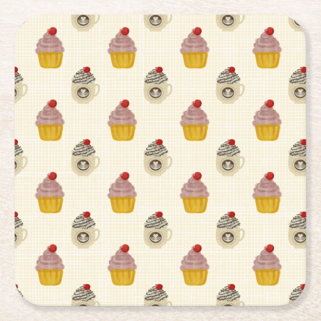 Cherry On Top Square Paper Coaster (Front)