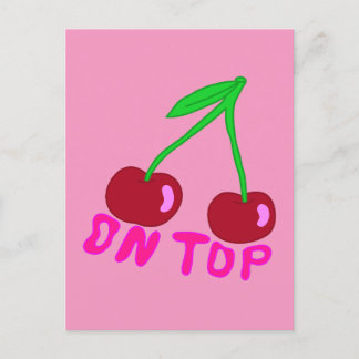 Cherry On Top, Vibrant Colorful Design Postcard